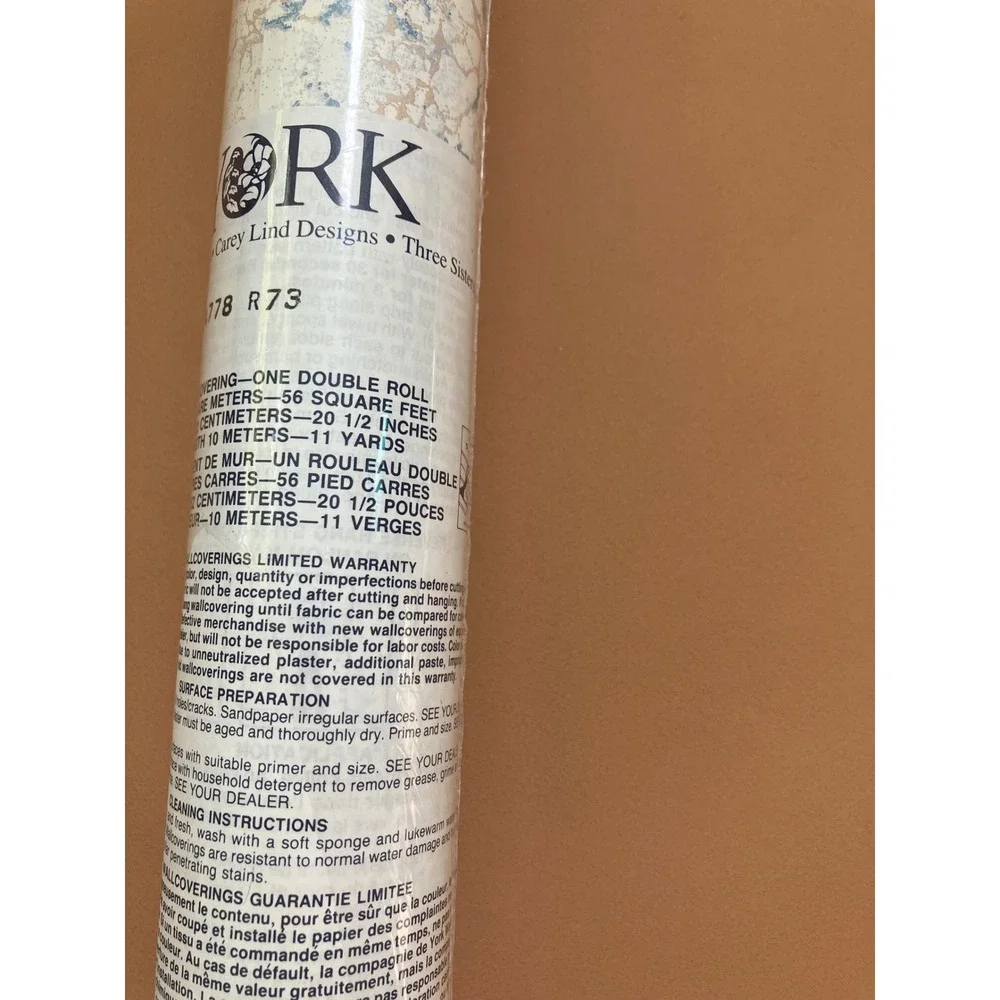 York Wallpaper Double Roll AA 4778 R73 Carey Lind Designs Blue‎ Beige White